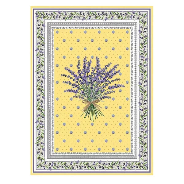 French kitchen towel - Printed cotton - Lauris yellow | Tissus Toselli