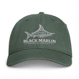Black Marlin Fish Logo Cap | Coastal Fishing Hat, Embroidered Marlin Design, image 1 of 6
