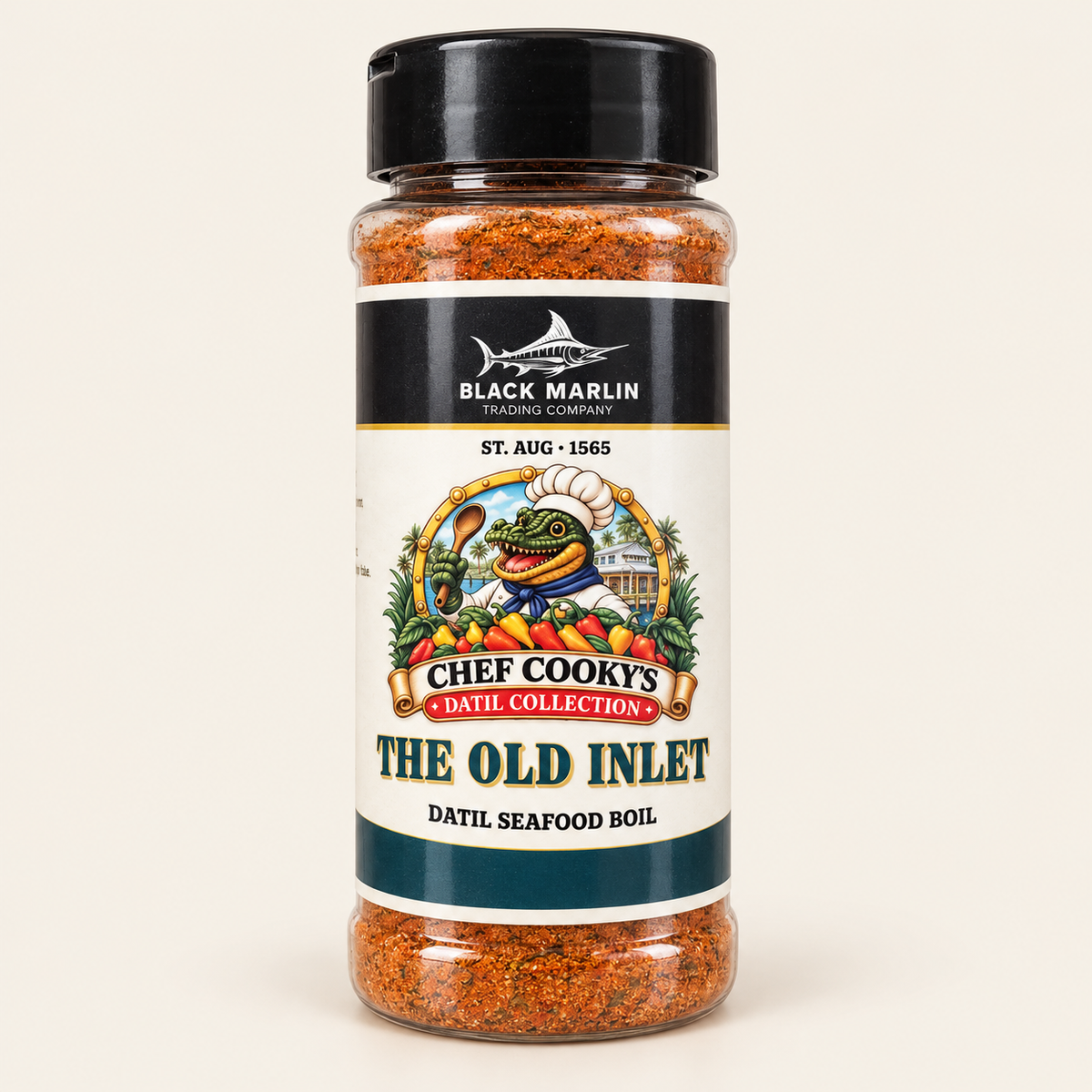 The Old Inlet Datil Seafood Boil, Chef Cooky's Datil Collection shaker