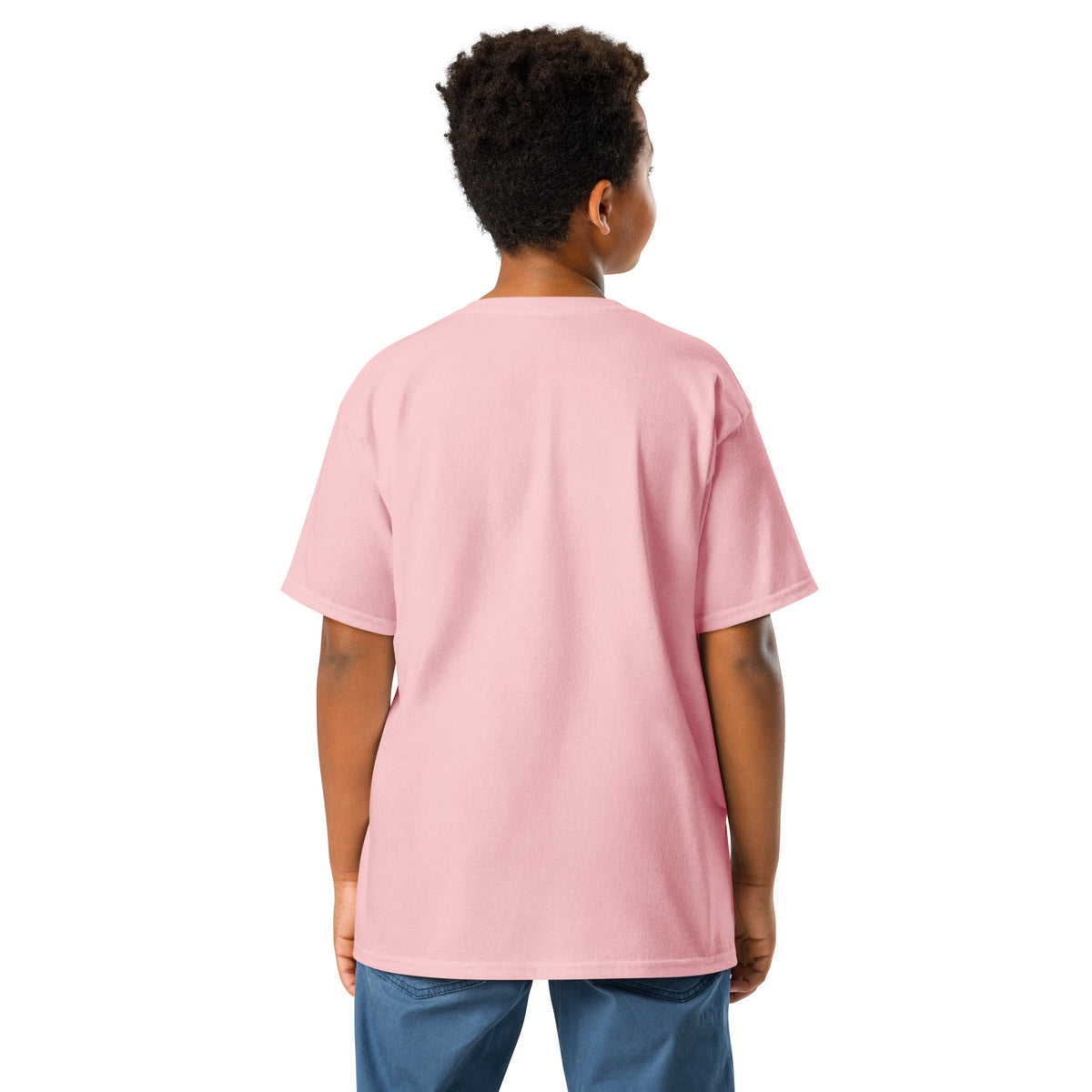 Youth Captain A tee in Light Pink (front and back)